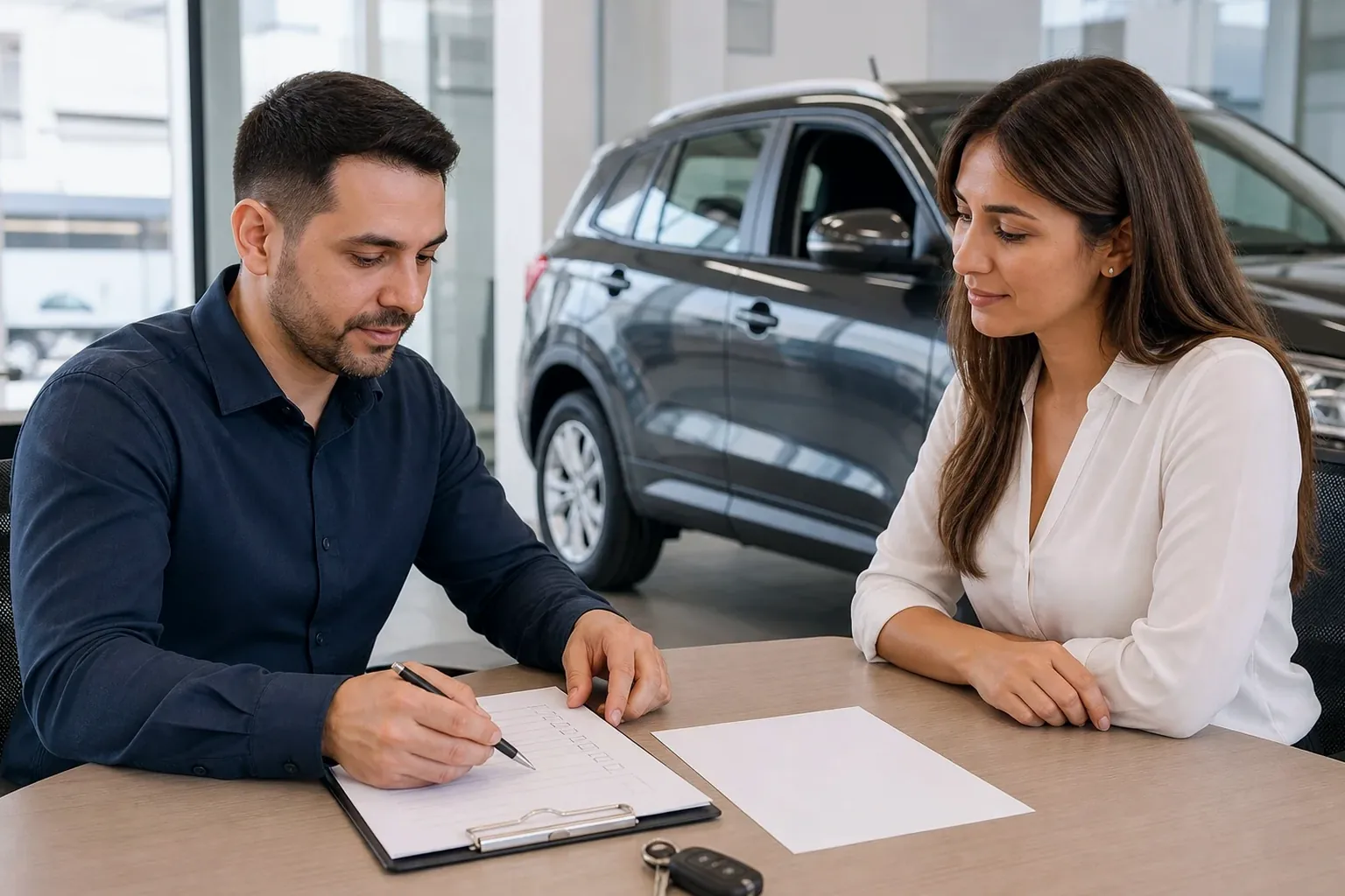 Despachante ajudando cliente com licenciamento de veículos em Passo Fundo.