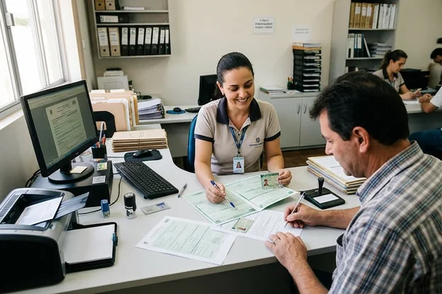 Despachante ajudando cliente na renovação da CNH em Passo Fundo.